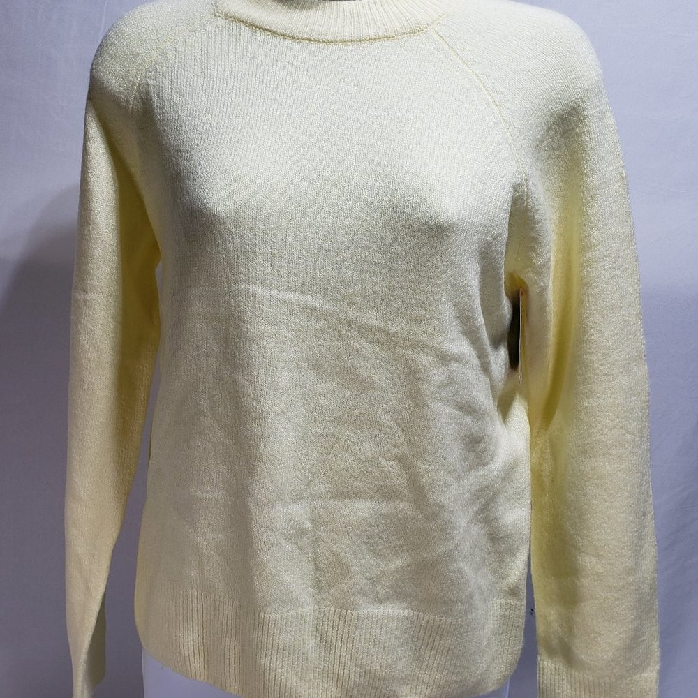 Vince Camuto Women's Ribbed Hem & Cuff Mock Neck Sweater NWT Buttercream